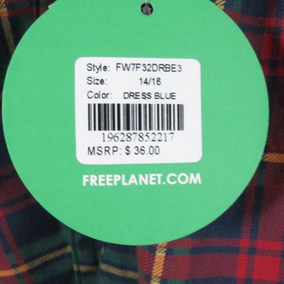 Free Planet Boys Red Green Blue Yellow Plaid Button Down Shirt Size 14/1… - Picture 5 of 9